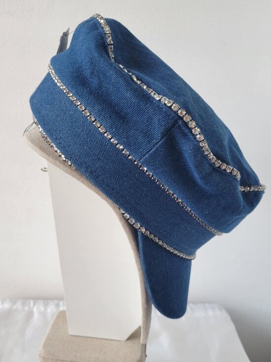 C&G New York Blue Denim Rhinestone Newsboy Cap main image 11